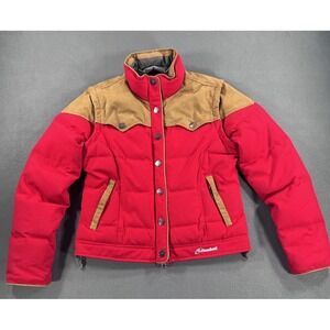 Cloudveil Womens M Convertible Down Jacket Vest Western Yoke Red Tan RN101109